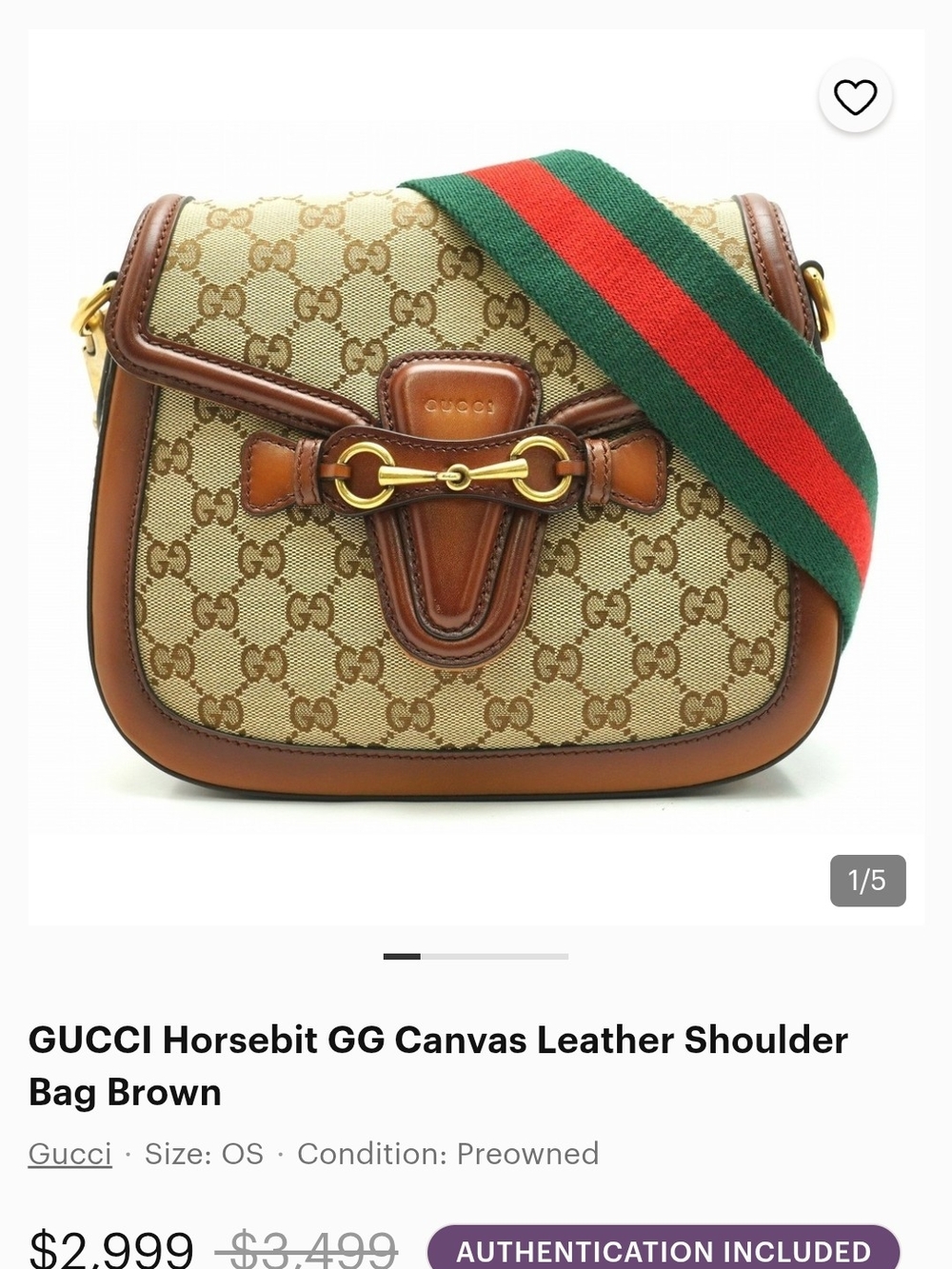 Gucci Monogram Saddle Bag with Green-Red Web Strap